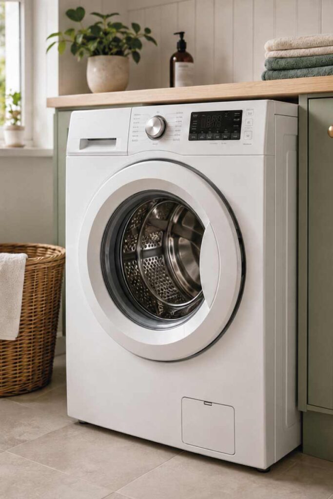Washing machine in a laundry room
