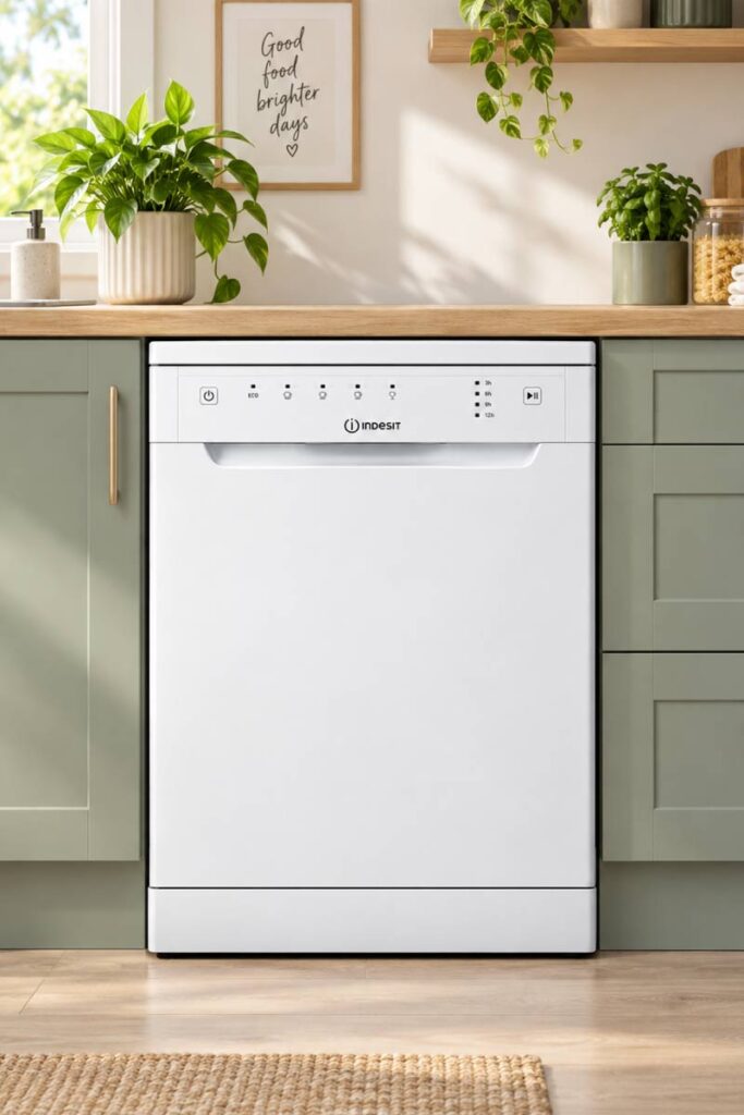 Indesit dishwasher repaired and working in the kitchen