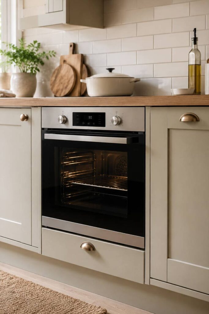 Built-in electric oven in a modern kitchen, representing professional oven and cooker repair services in Dublin and North Wicklow.