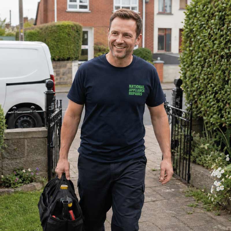 Appliance repair installer arriving at a Dublin clients home